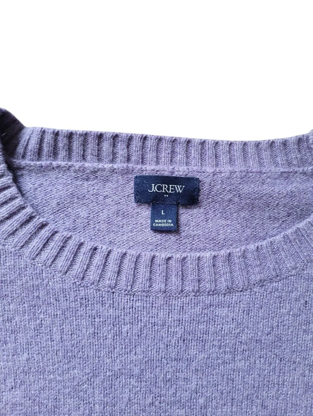 J.Crew Mens Sweater Pullover Purple Lilac Lambs Wool Blend Size L Large
